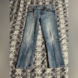 Miss Me Blue Embellished Women's Capris